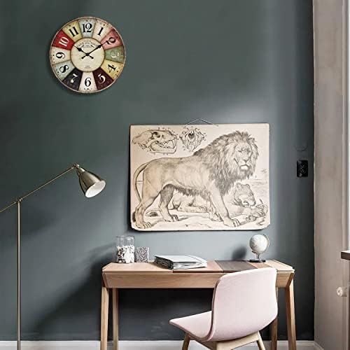 Wall Clock - 12" Retro Rustic Style Quartz Silent Non-Ticking Wooden Battery - Image 7