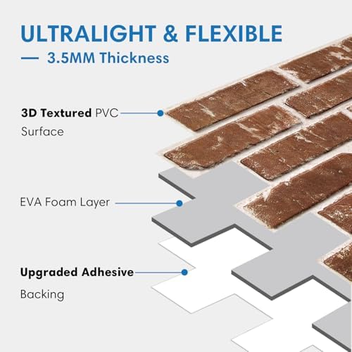 COMSTICKC 3D Faux Brick Wall Panels Peel and Stick - Image 6