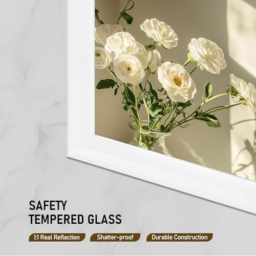 White Wall Mirror for Bathroom, Rectangle Large 30 x 48 inch Vanity Mirrors - Image 6