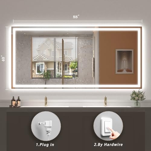 84x40 LED Lighted Bathroom Mirror - Image 6