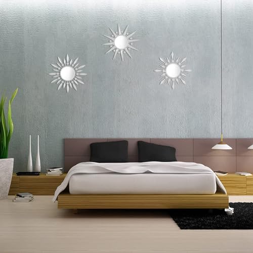 Silver Mirrors Wall Decor, Metal Sunburst Mirror Wall Art Decor Mirror - Image 6