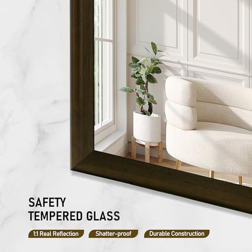 Rustic Wood Wall Mirror for Bathroom, Rectangle 24 x 36 Inch - Image 6
