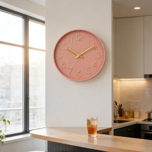 DAXSMY Wall Clock 8 Inch Pink Decorative, Battery Operated Silent - Image 7