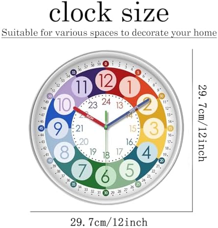 XFM Learning Clock for Kids 12 Inch Colorful Teaching Time - Image 6