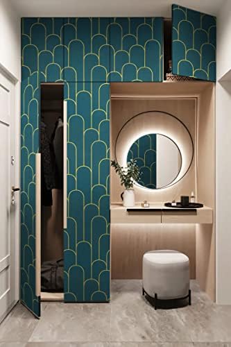 Yasinet Peel and Stick Wallpaper Green and Gold Wallpaper Dark Green Contact - Image 7