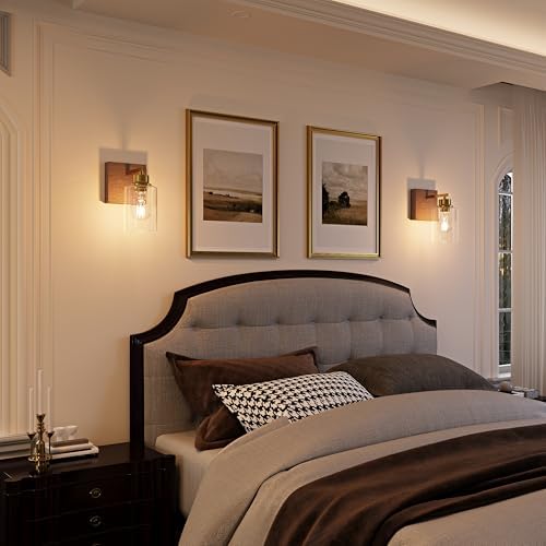 Rayogale Walnut Battery Operated Wall Sconce Set of Two - Image 7