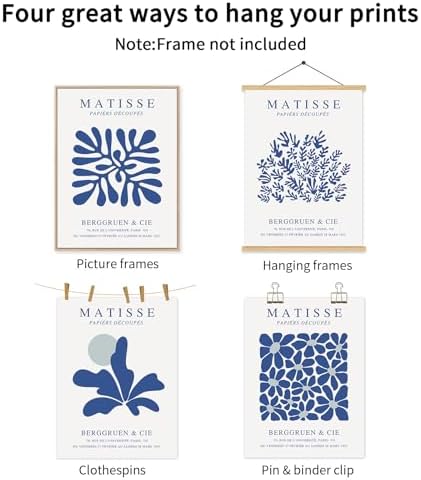 Blue Matisse Wall Art Prints Set of 6 Abstract Aesthetic Canvas Decor Trendy - Image 7