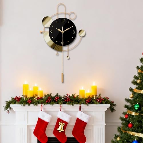 SIN&MI Wall Clock with Pendulum, Silent Non Ticking Battery Operated Modern - Image 7