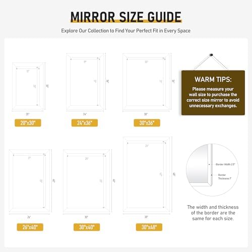 White Wall Mirror for Bathroom, Rectangle Large 30 x 40 inch Vanity Mirrors - Image 6