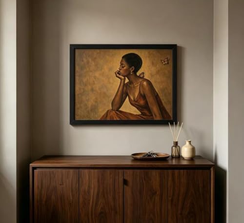 Framed Black Woman Canvas Wall Art, African American Girl Prints Painting - Image 7