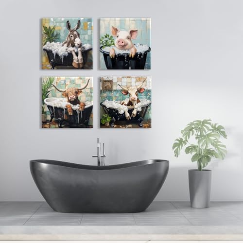 Funny Kids Bathroom Decor Cute Animals Wall Art Farmhouse Baby Room Decor - Image 6