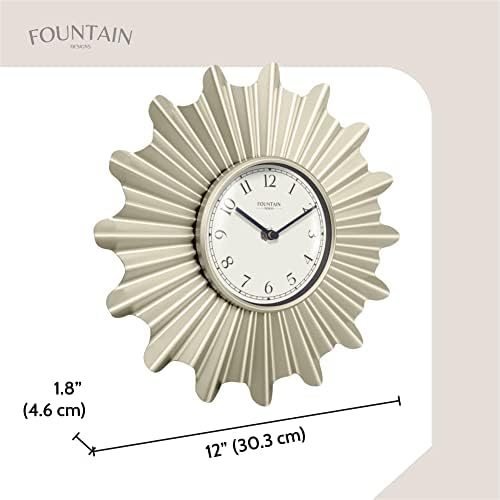 12 Inch Mid Century Starburst Wall Clock, Morning Silver - Image 6