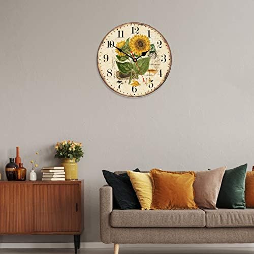 TAHEAT 14 Inch Beautiful Sunflower Wall Clock, Vintage Country Floral Silent - Image 6