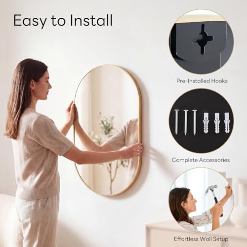 Sweetcrispy Oval Bathroom Wall Mirror, Vanity Mirror, 20x30 Inch - Image 6