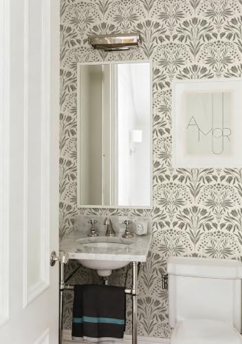 Vintage Tulip Floral Peel and Stick Wallpaper Retro Gray Contact Paper - Image 7