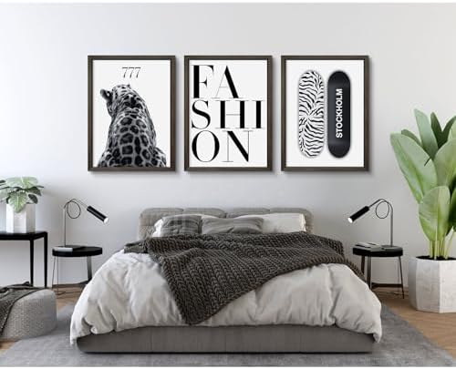 Trendy Leopard Wall Art Black White Cheetah Wall Decor Fashion Aesthetic Canvas - Image 7
