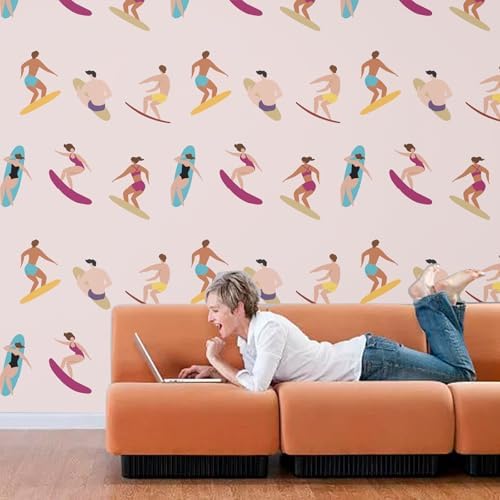 Surfing Peel and Stick Wallpaper Sports Wall Paper Vintage Self Adhesive Liner - Image 6