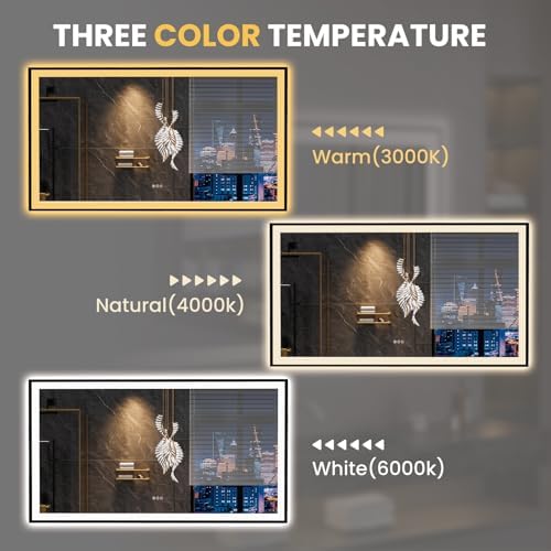 LOAAO 72"X40" LED Bathroom Mirror Black Framed - Image 6