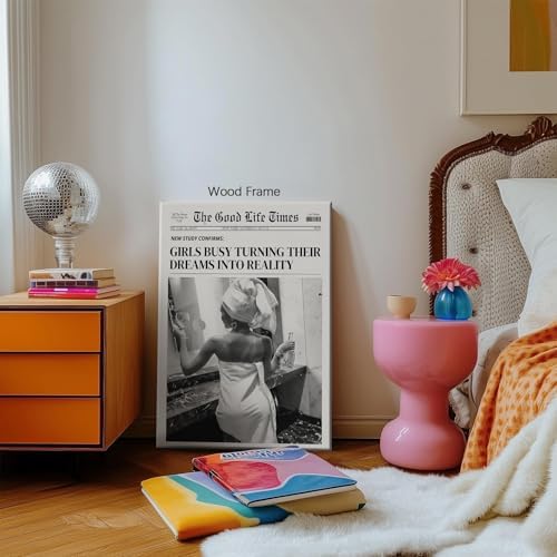 Fashion Black And White Newspaper Wall Art 8x10in Wooden Framed Retro Cocktail - Image 4