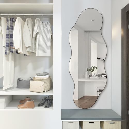 QDSSDECO 63" x 24" Full Length Mirror Irregular Wavy Mirror - Image 7
