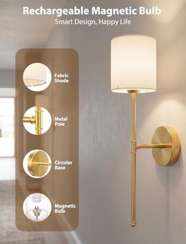 GBEAST Wall Sconces Set of 2, Rechargeable Wall Sconce - Image 7