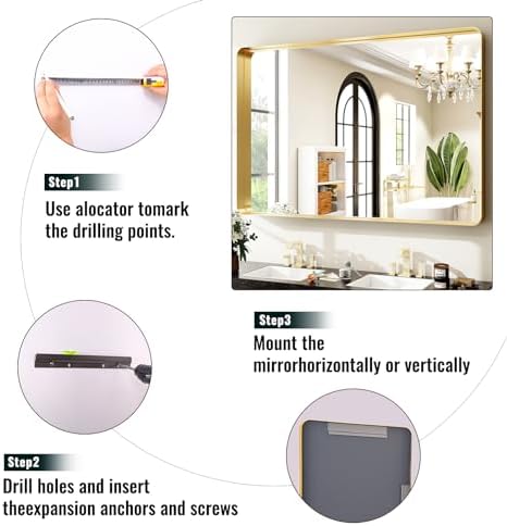 Easly 30 x 40 Inch Gold Bathroom Mirror - Image 6