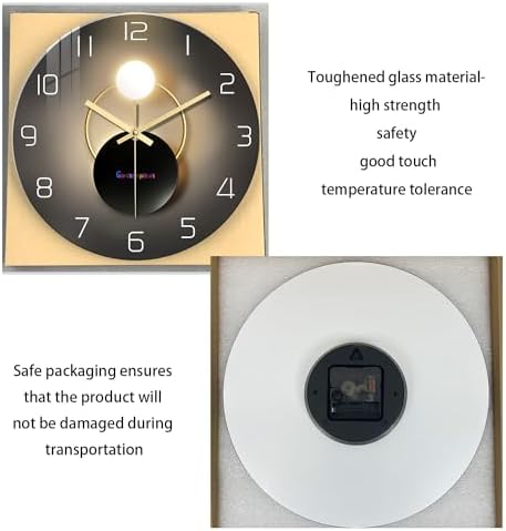 Black and Gold Glass Wall Clock 12 Inch - Image 6