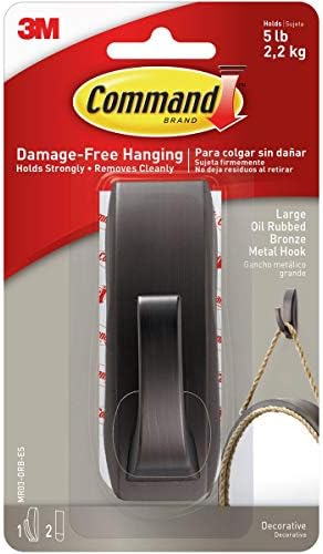 Command Large Modern Reflections Metal Hook, Holds up to 5 lb, Oil Rubbed Bronze by Command