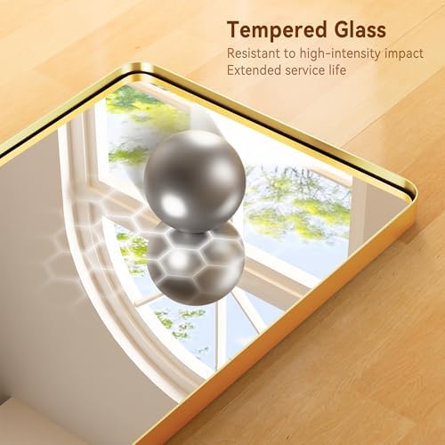 30"X30" Gold Bathroom Mirrors for Over Sink, Aluminum Frame - Image 5