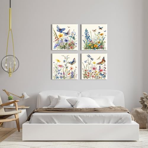 Large Butterfly Wall Art Farmhouse Wildflower Pictures Decor - Image 6