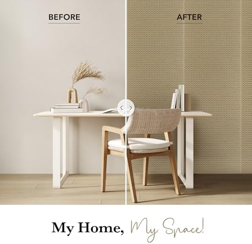 GoDear Design Plaid Grasscloth Wallpaper Cabinet Covers, Caramel Check - Image 6