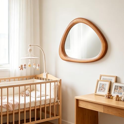 Irregular Wall Mirror, 30*20inch Asymmetrical Wood Mirrors, Entryway Mirror - Image 7