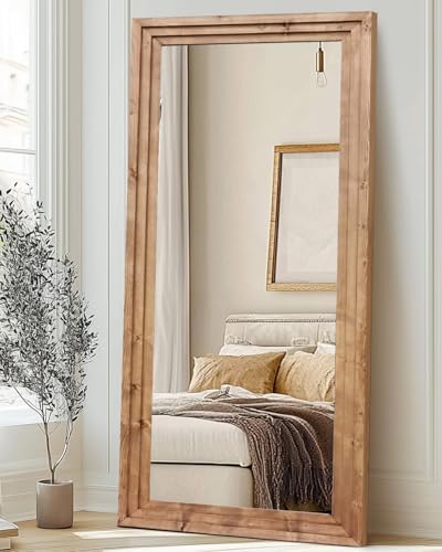 76x34in Full Length Mirror, 3-Tier Stepped Solid Wood Frame - Image 6