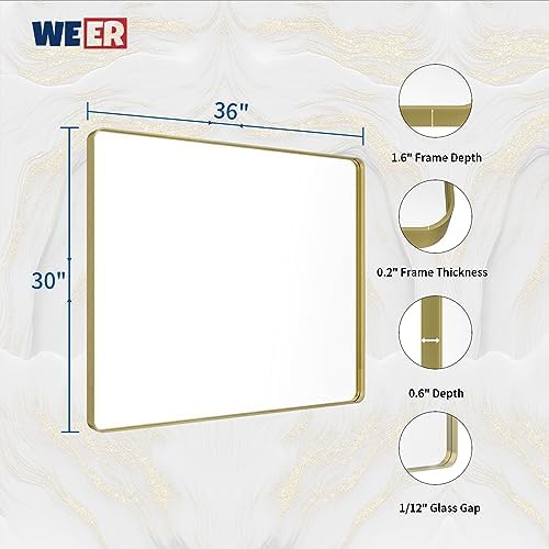 WEER Gold Bathroom Vanity Mirror 36X30 Inch - Image 6