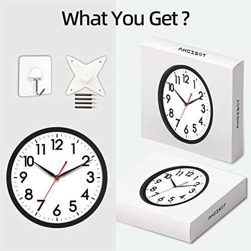AKCISOT 10 Inch Wall Clock, Silent Battery Operated Analog Clock - Image 6