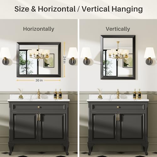 Briivue Black Metal Framed Bathroom Wall Mirror, 24x30 Inch - Image 6