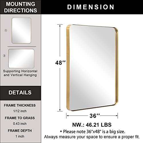 ANDY STAR 36”x48”Gold Bathroom Mirror - Image 6