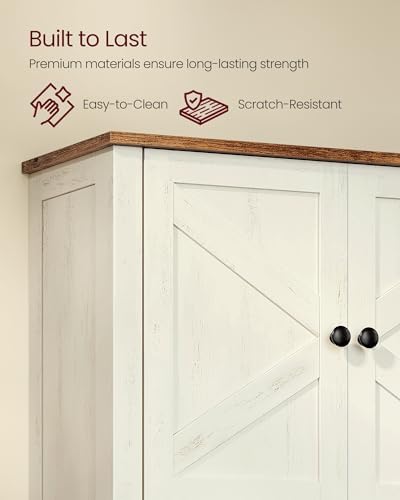 VASAGLE Bathroom Cabinet with Towel Bar, Wall-Mounted, 2 Barn Doors - Image 6