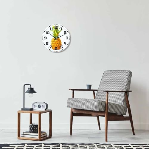 Pineapple Wall Clock Watercolor Ananas Comosus Battery Powered Wall Clock - Image 6