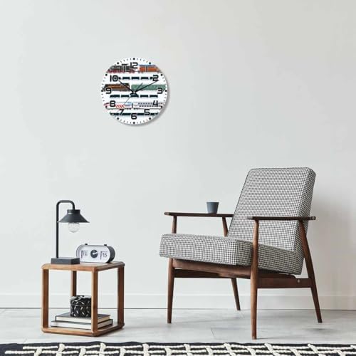 Train Wall Clock 10 inch Round Running on The Track Silent Non Ticking Wood - Image 6