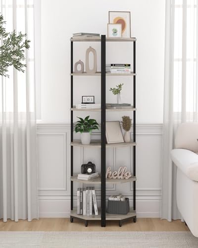 Hzuaneri Corner Shelf Stand 6-Tier Corner Bookshelf Storage Standing Shelf - Image 7