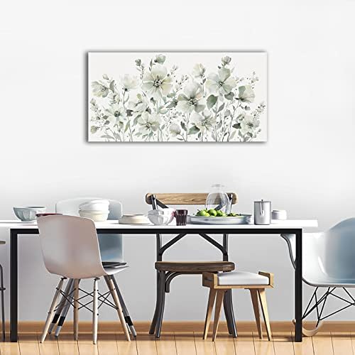 Elegant Flowers Wall Art Abstract Floral Pictures Wall Decor Modern Green - Image 6
