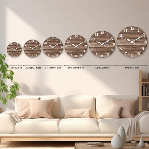 XFM Farmhouse Small Wooden Wall Clock 10 Inch Silent Brown - Image 6