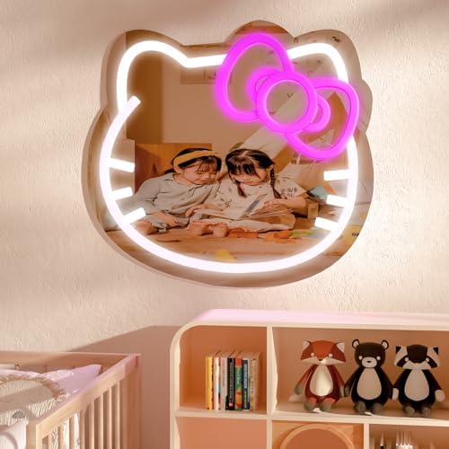 MCJSGSP Anime Hello Kit Cat Neon Sign Mirror L16.1 W14 Vanity Mirror - Image 7