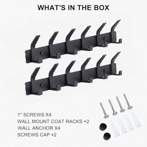 Coat Rack Wall Mounted, 6 Coat Hooks - Image 6