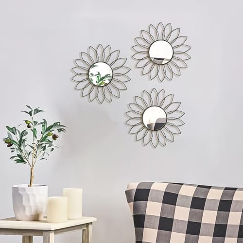 3 Pack Metal Mirror for Wall Cute Sunburst Wall Mirror Home Decor Wall Art - Image 7