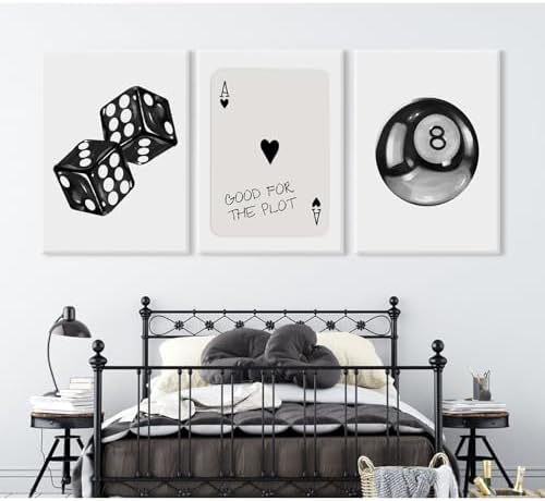 Black White Aesthetic Wall Art Decor 8 Ball Canvas Poster Y2k Cool Dice - Image 7