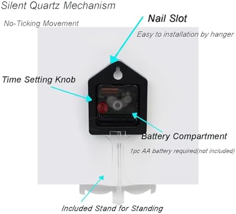 8 Inch Square Wall Clock, Retro Branch Two Parrots Painting Battery Operated - Image 6