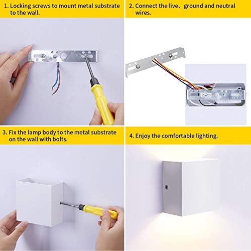 Lightess White Mini Metal 10W Warm White Hardwired Up Down LED Wall Sconce - Image 7