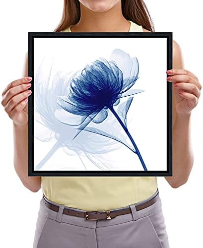 Pyradecor Black Framed Canvas Wall Art Blue Flickering Flower Modern Grace - Image 6